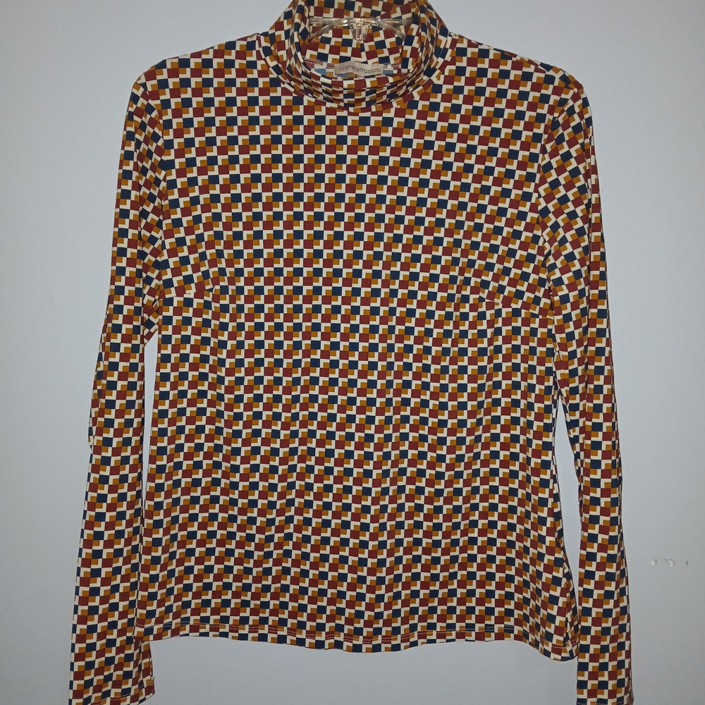 Camicettasnob Geometric Patterned Turtleneck Top - image 1